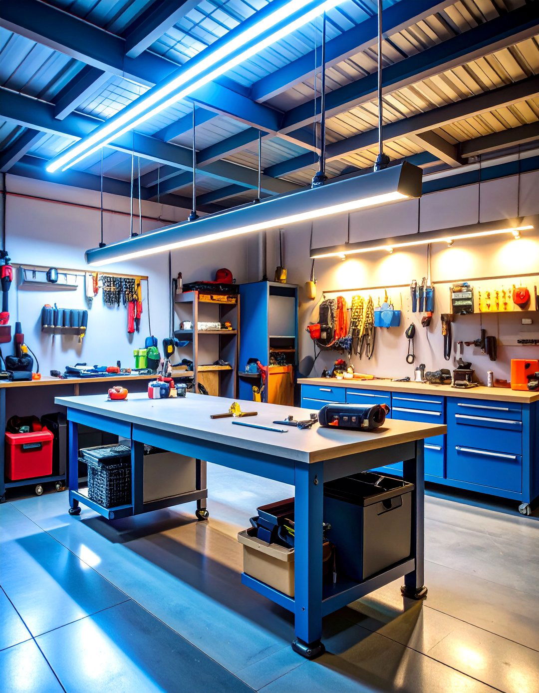 LED Illuminated Workbench with Integrated Lighting - 25 Garage Workbench Ideas