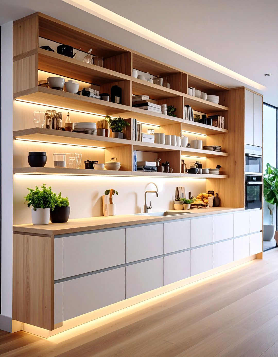 LED Integrated Floating Shelves with Hidden Lighting Systems - 25 Floating Shelves Ideas