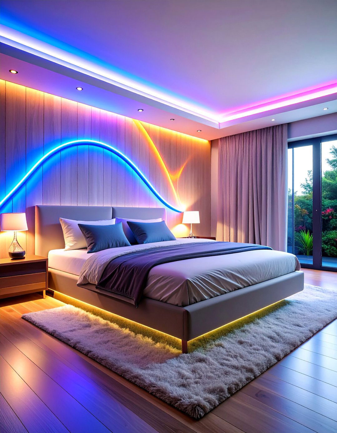 LED Strip Accent Lighting Design - 25 No Headboard Ideas