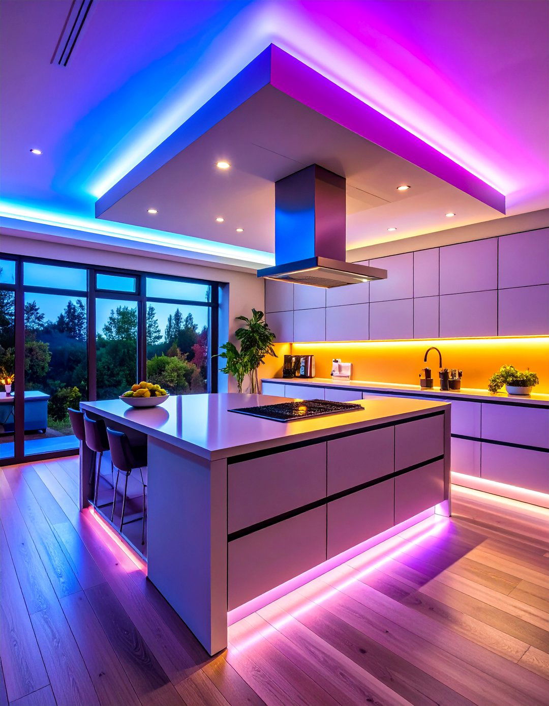 LED Strip Accent Soffit Lighting - 25 Kitchen Soffit Ideas
