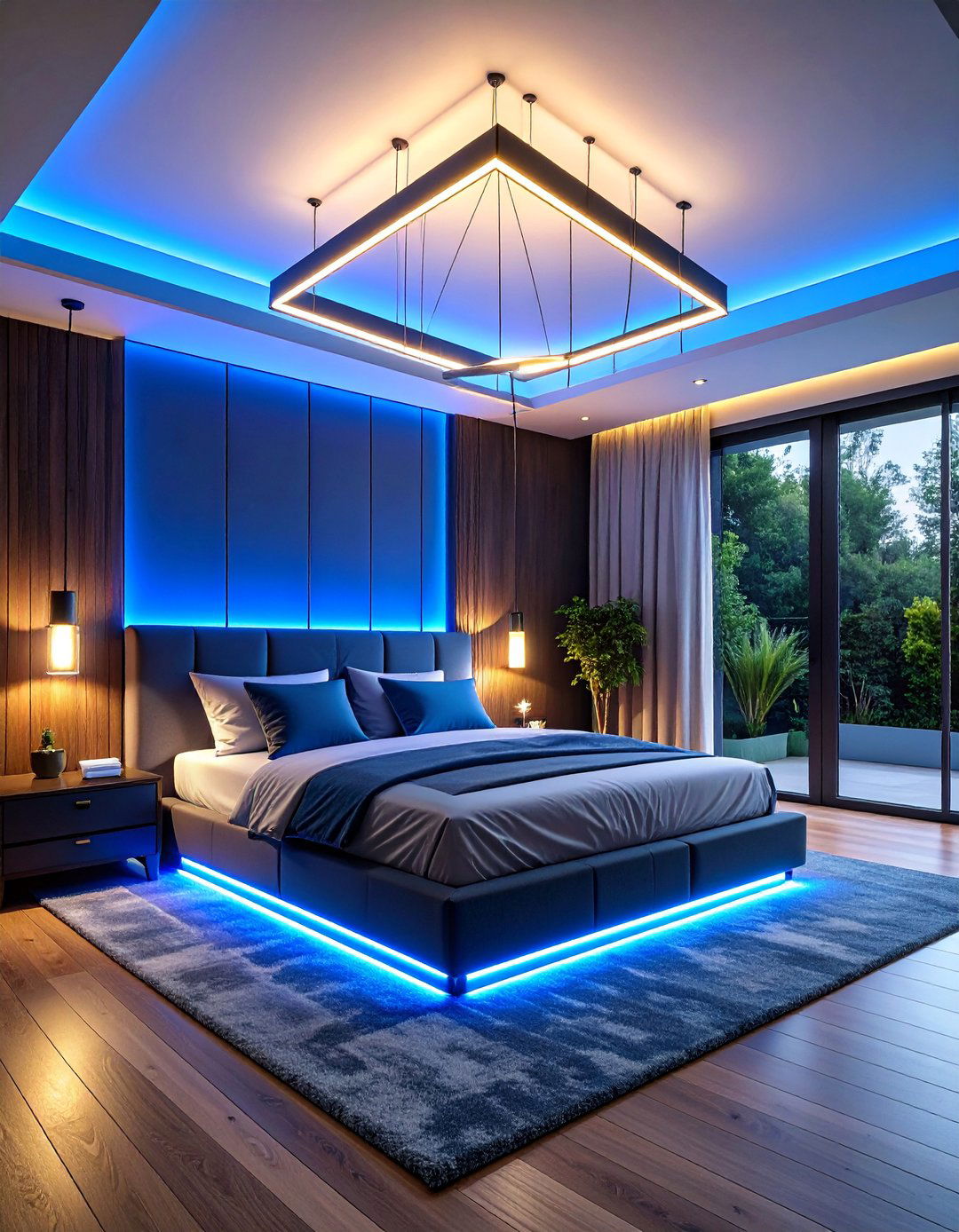 LED Strip Geometric Chandelier with Modern Technology - 25 Bedroom Chandelier Ideas