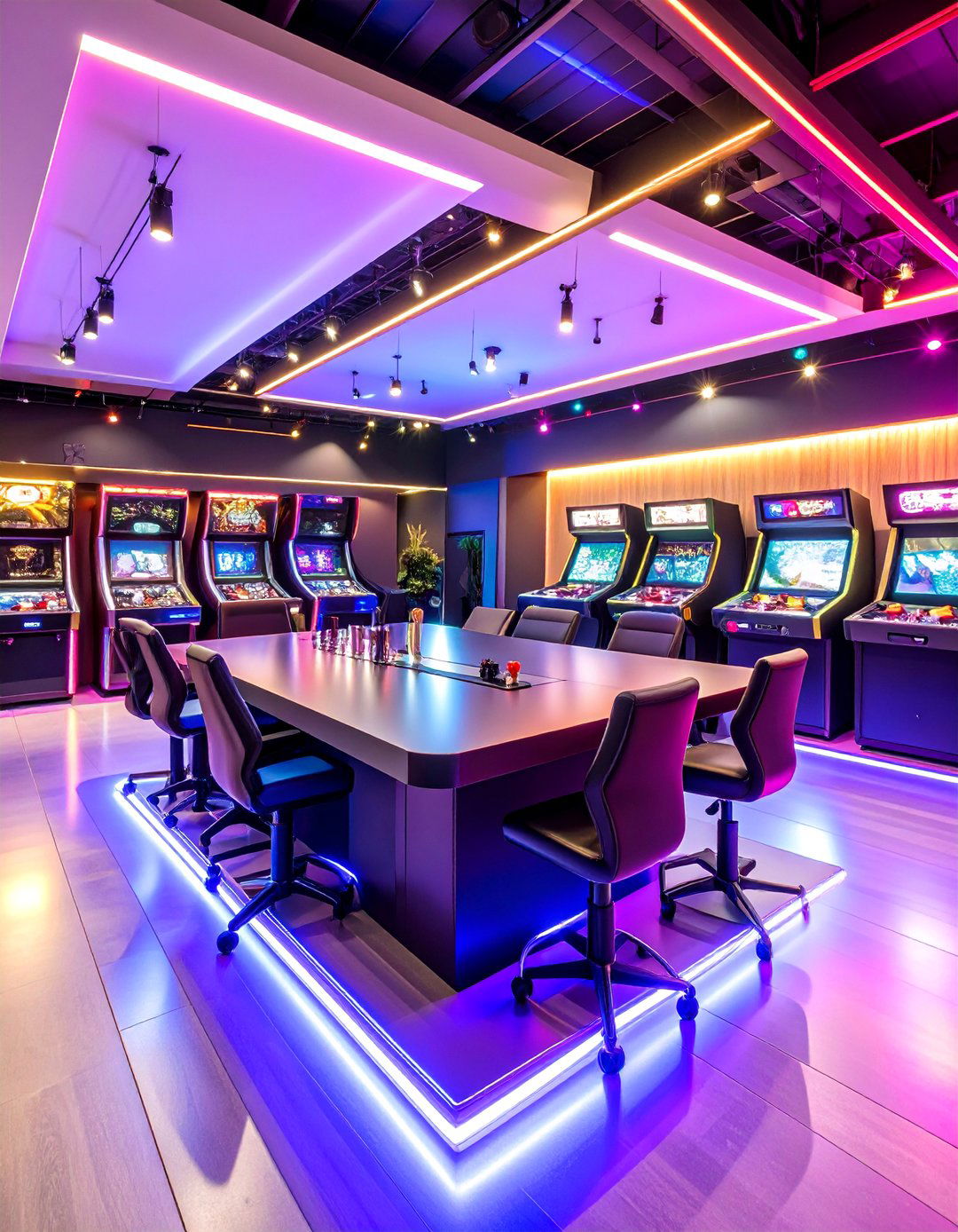 LED Strip Light Arcade Room with Dynamic Illumination - 25 Arcade Room Ideas