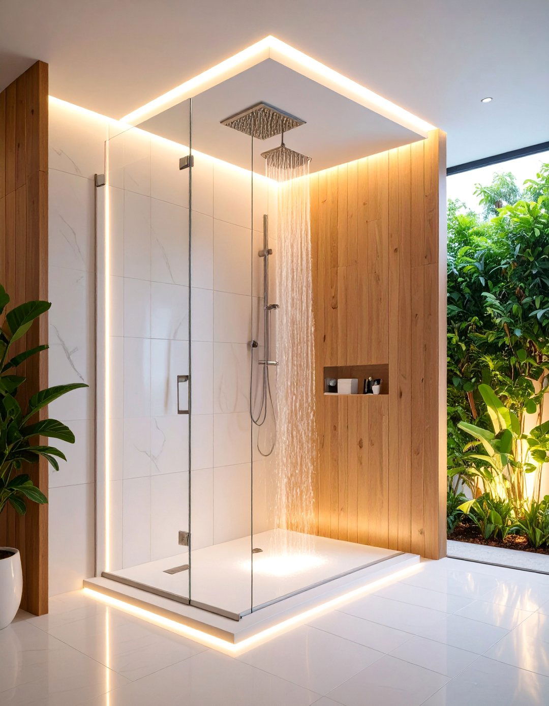 LED Strip Shower Niche Lighting - 25 Shower Lighting Ideas