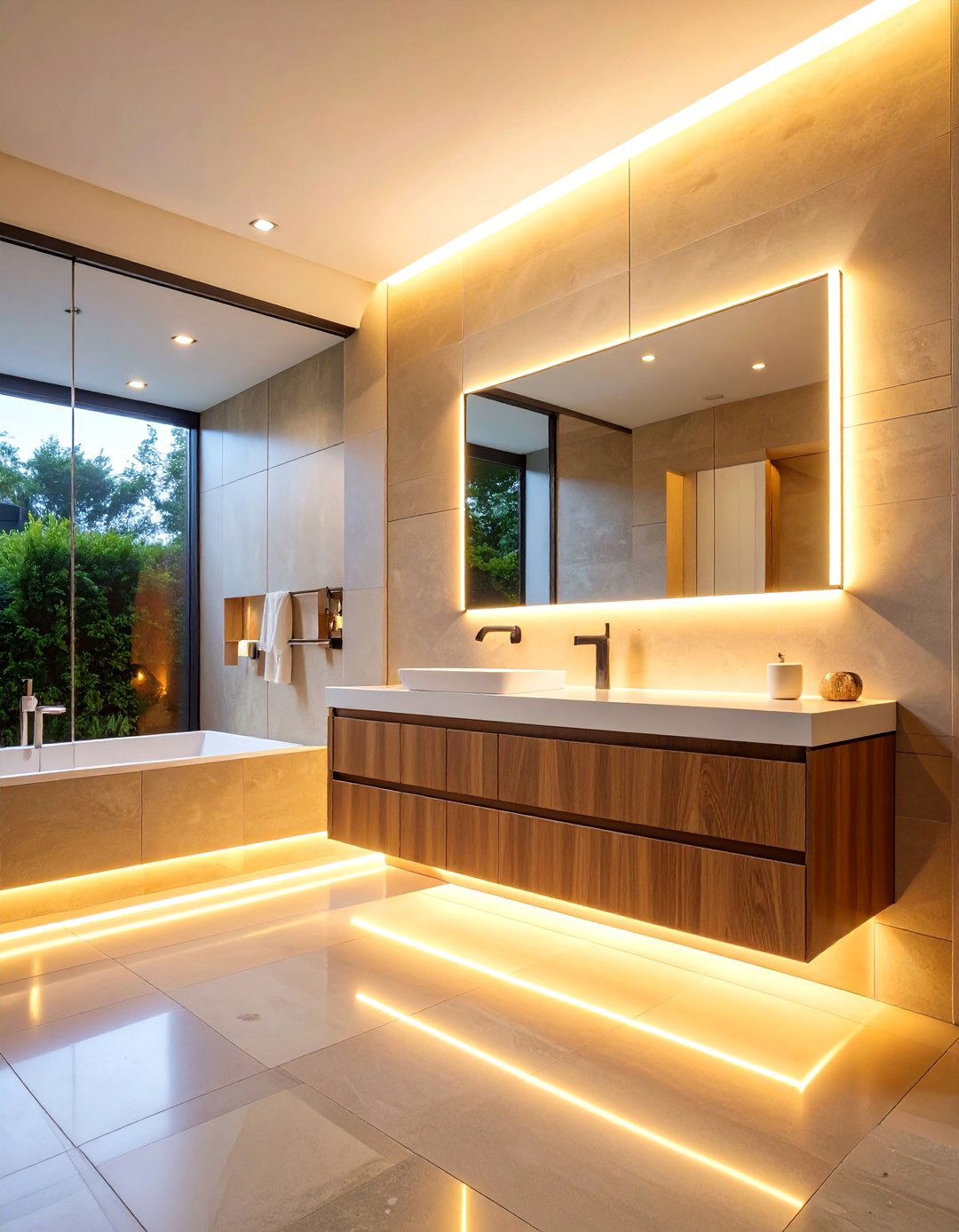 LED Strip Under Cabinet Accent Lighting - 25 Bathroom Lighting Ideas