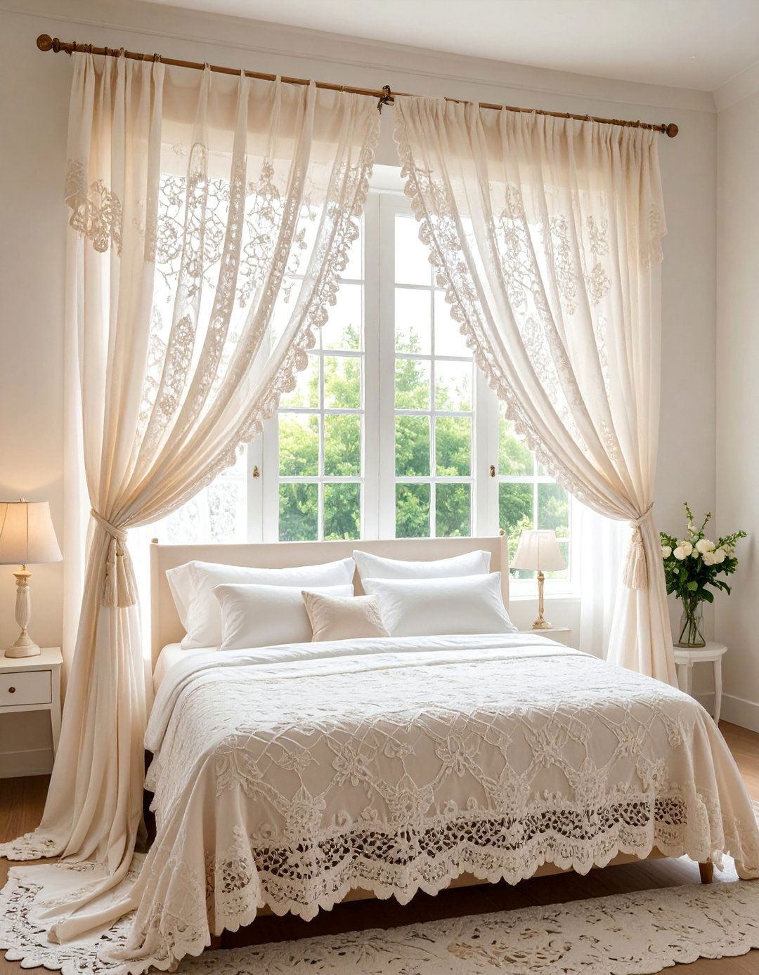 Lace Panel Curtains with Vintage Boho Charm - 25 Boho Curtain Ideas