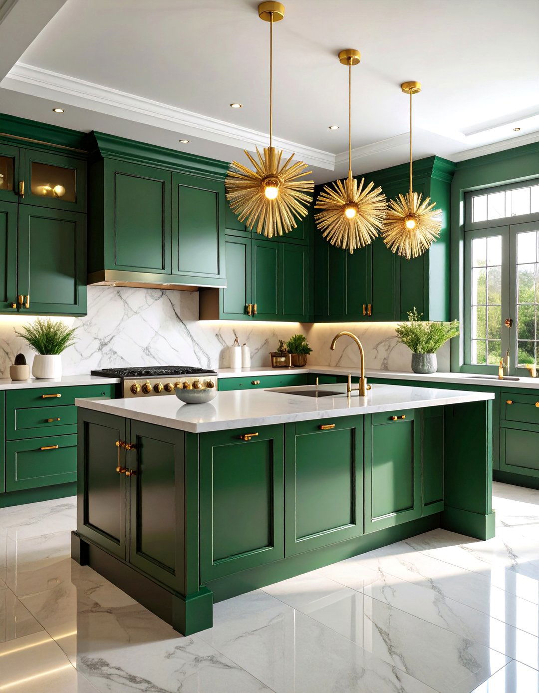 Lacquered Cabinet Kitchen with Starburst Details - 25 Art Deco Kitchen Ideas