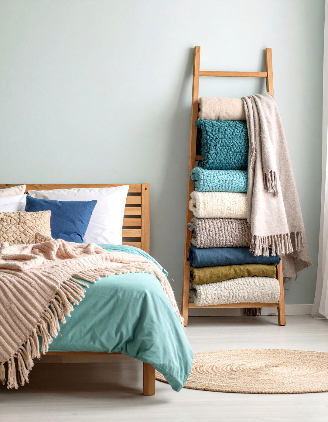 Ladder Blanket Display Storage - 25 Blanket Storage Ideas