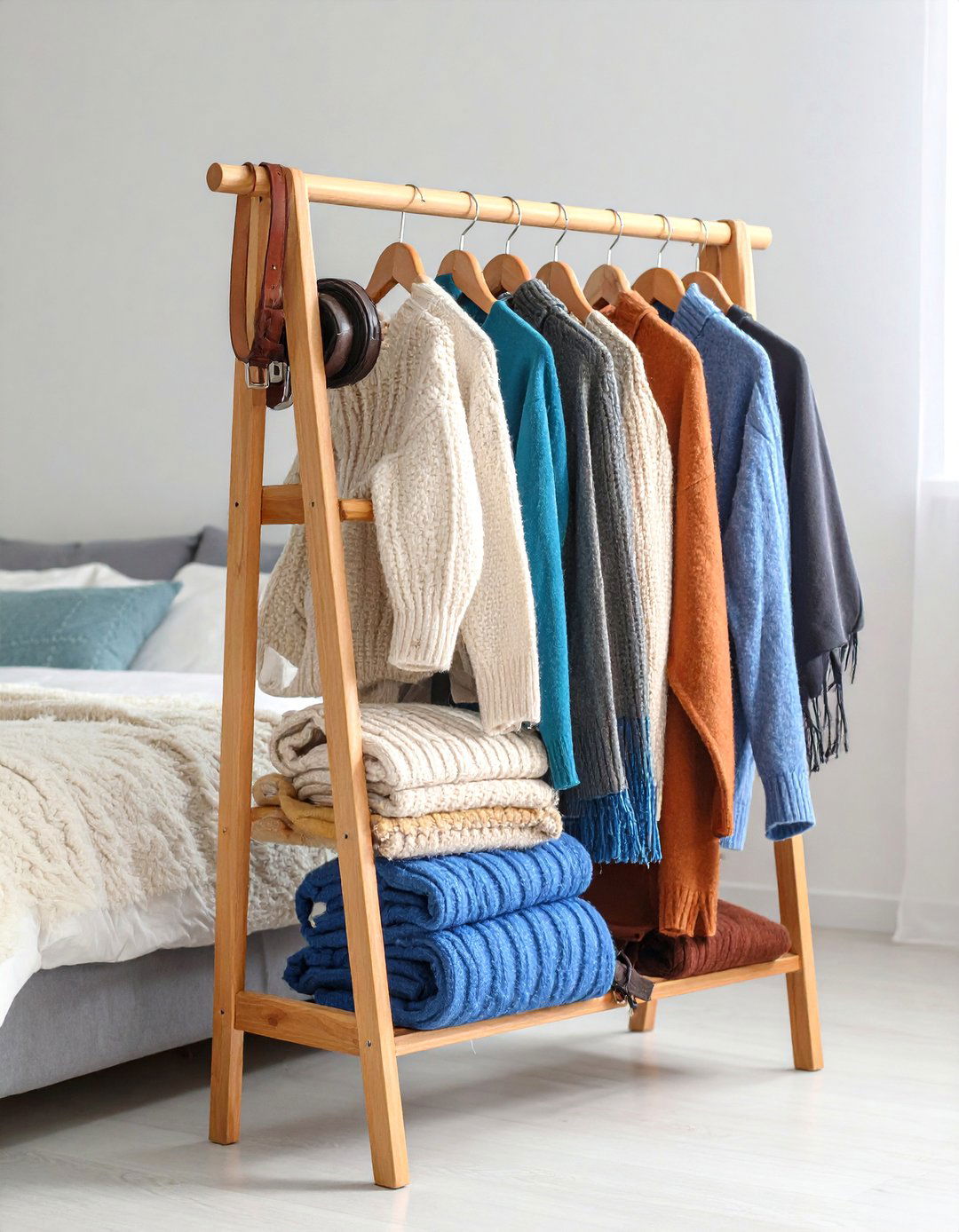 Ladder Storage Rack for Scarves and Accessories - 25 Clothes Storage Ideas