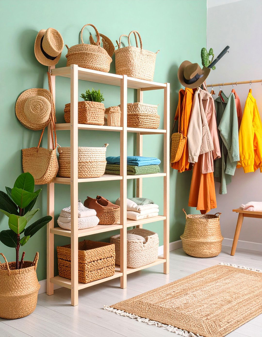 Ladder Style Storage and Display System - 25 Mudroom Storage Ideas