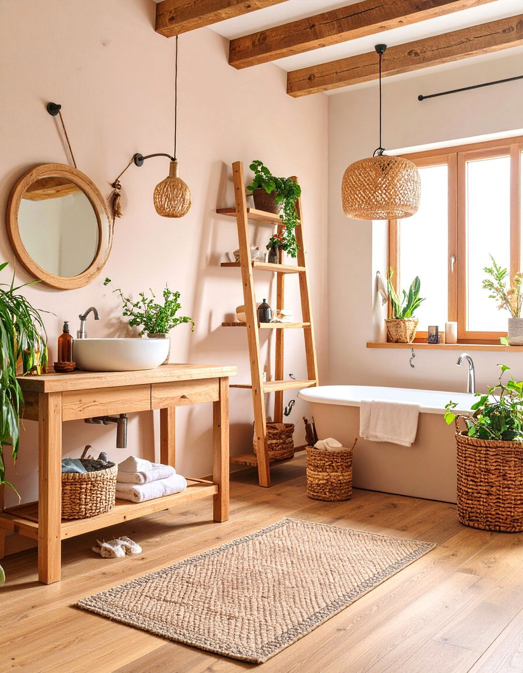 Ladder Style Wooden Storage Display - 25 Toilet Paper Storage Ideas