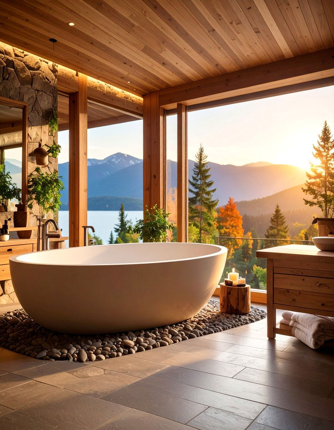 Lake House Bathroom with Spa like Relaxation Features - 25 Lake House Decorating Ideas