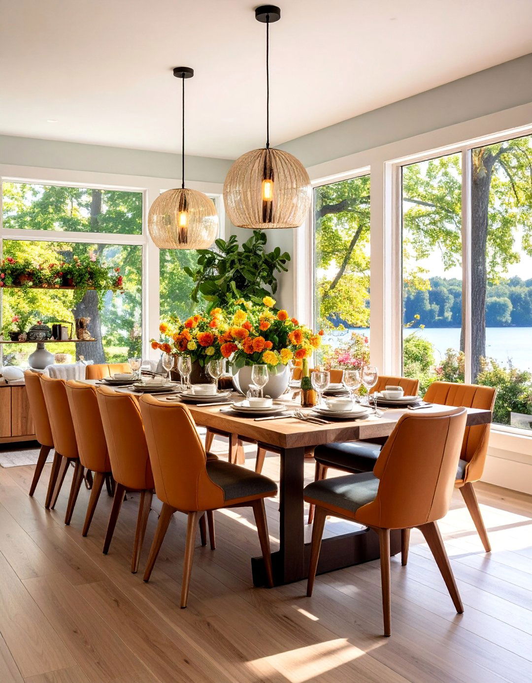 Lake House Dining Area with Expandable Seating - 25 Lake House Decorating Ideas