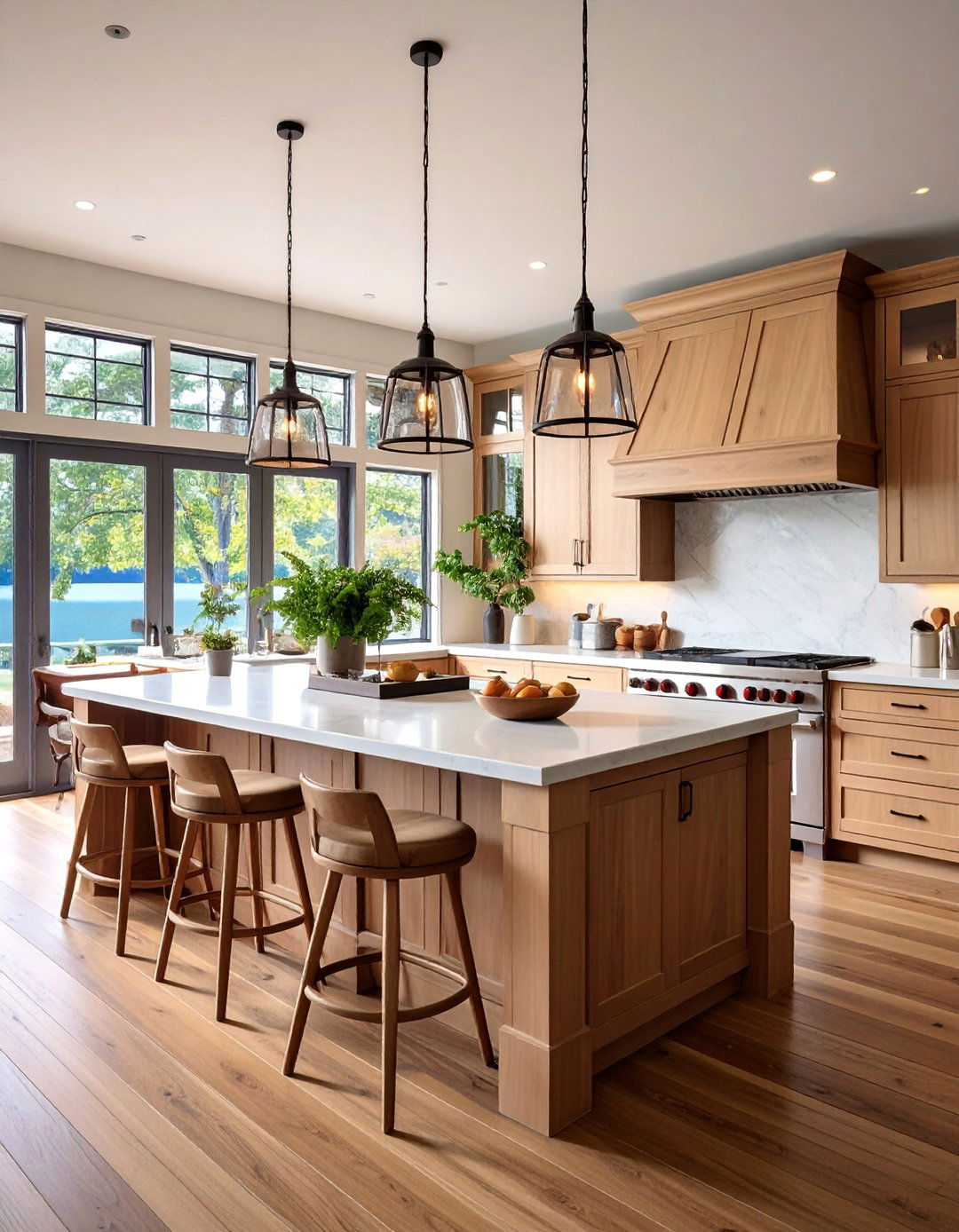 Lake House Kitchen with Island and Bar Seating - 25 Lake House Decorating Ideas