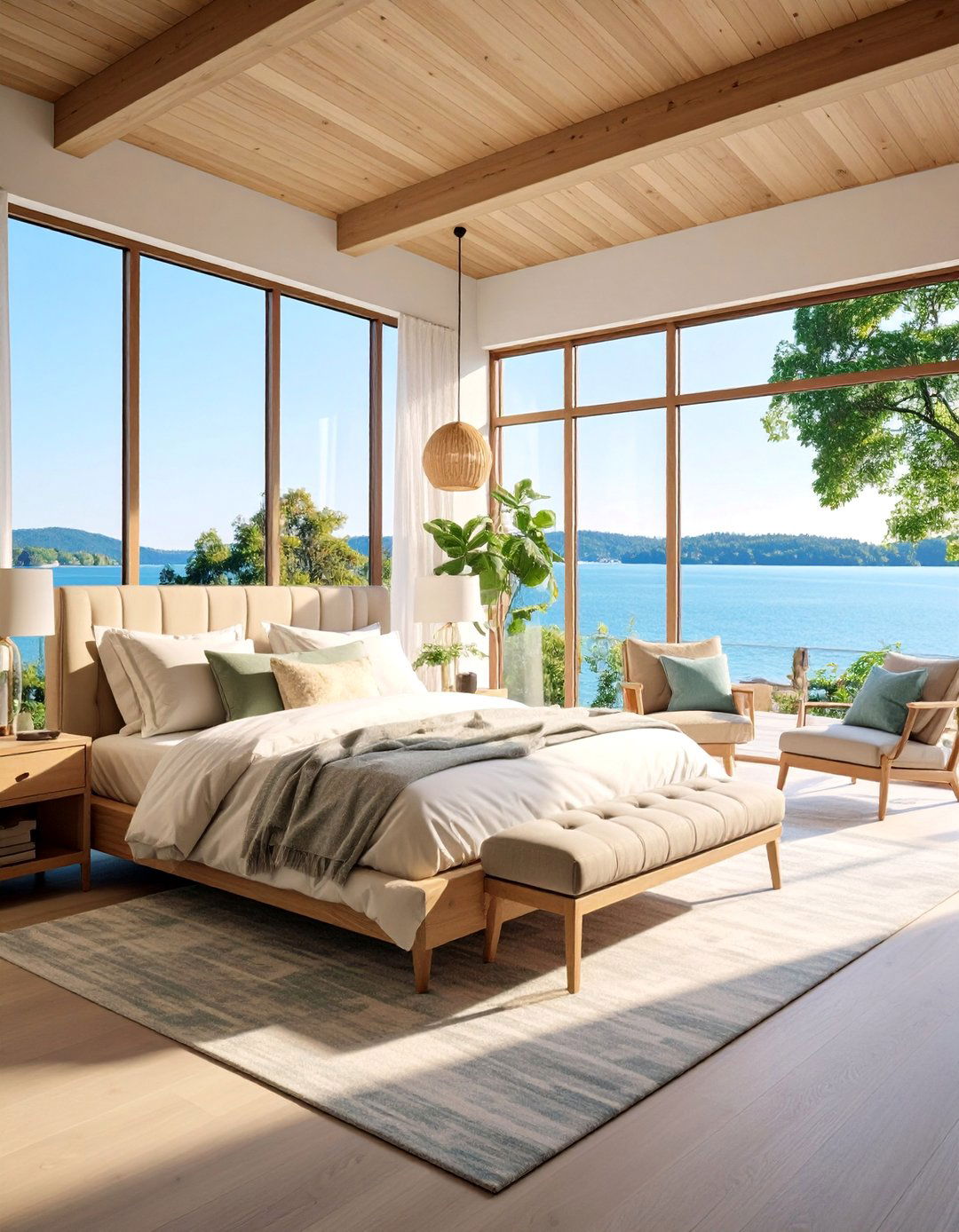 Lake House Master Bedroom with Water Views - 25 Lake House Decorating Ideas
