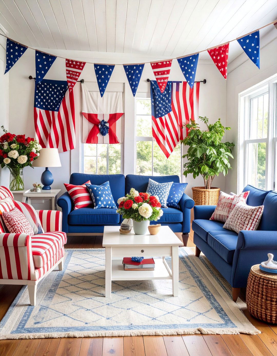 Lake House with Seasonal Patriotic Decorating Theme - 25 Lake House Decorating Ideas