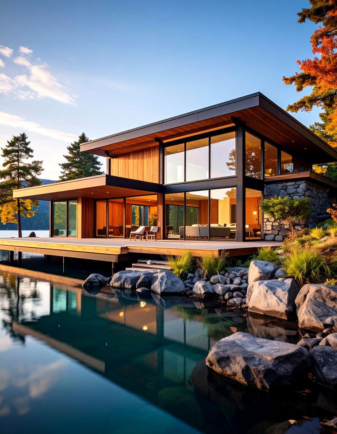 Lakefront Mid Century Modern Exterior - 25 Mid-Century Modern Exterior Home Ideas