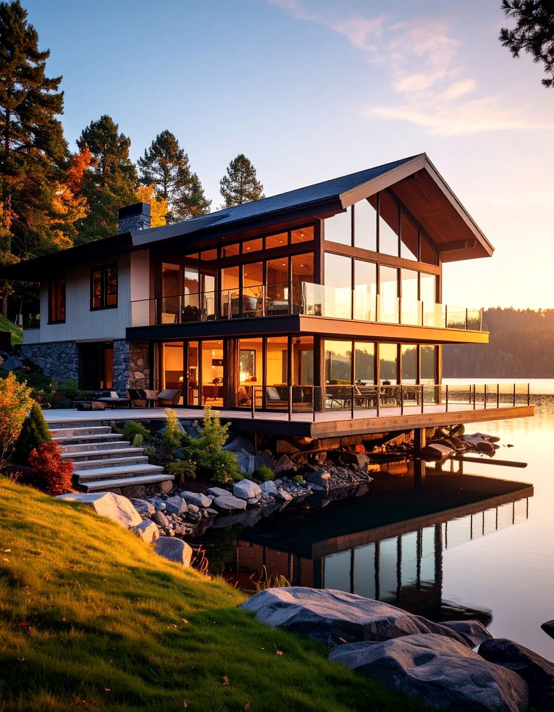 Lakefront Modern Cape Cod House with Walkout Lower Level - 25 Modern Cape Cod House Ideas