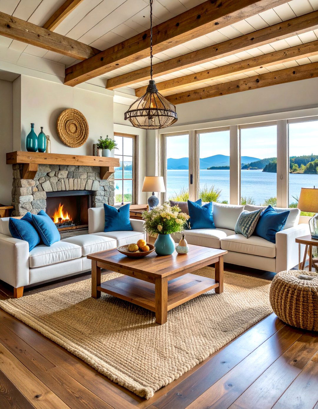 Lakeside Country Living Room with Nautical Touches - 25 Country Living Room Ideas
