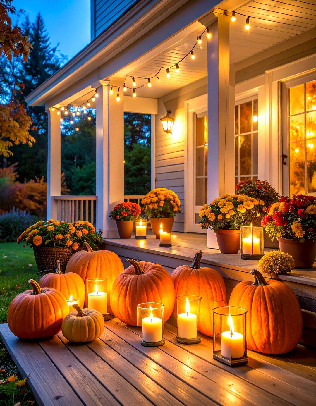Lantern Lit Evening Ambiance - 25 Fall Porch Decor Ideas