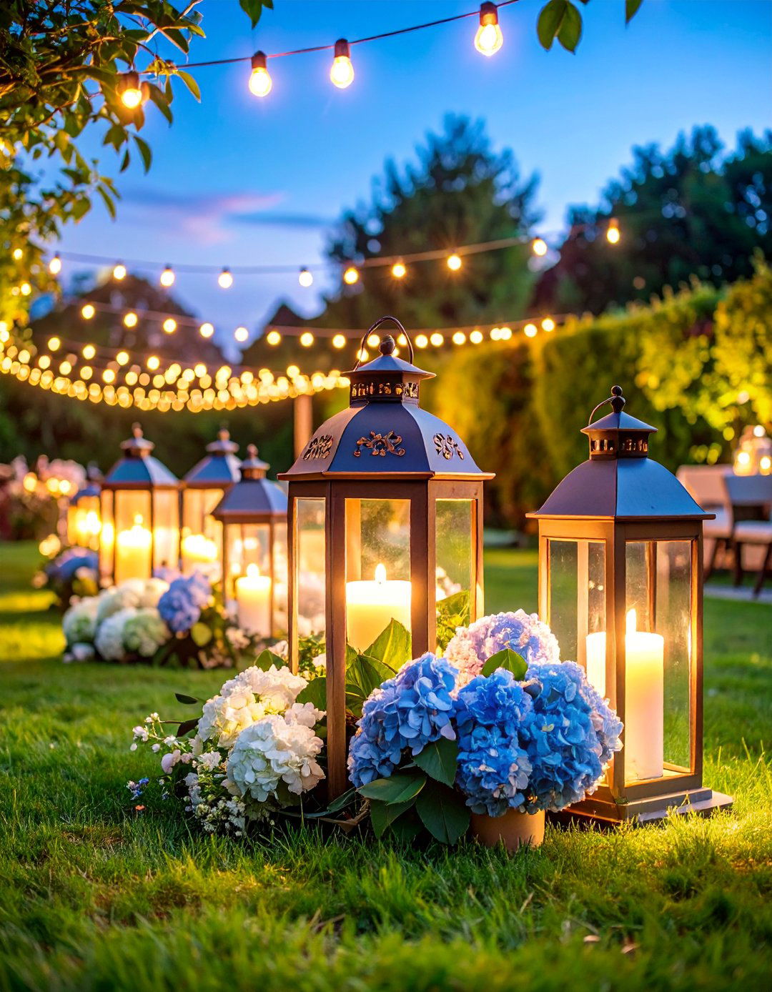 Lantern Style Hydrangea Centerpiece - 25 Hydrangea Centerpiece Ideas