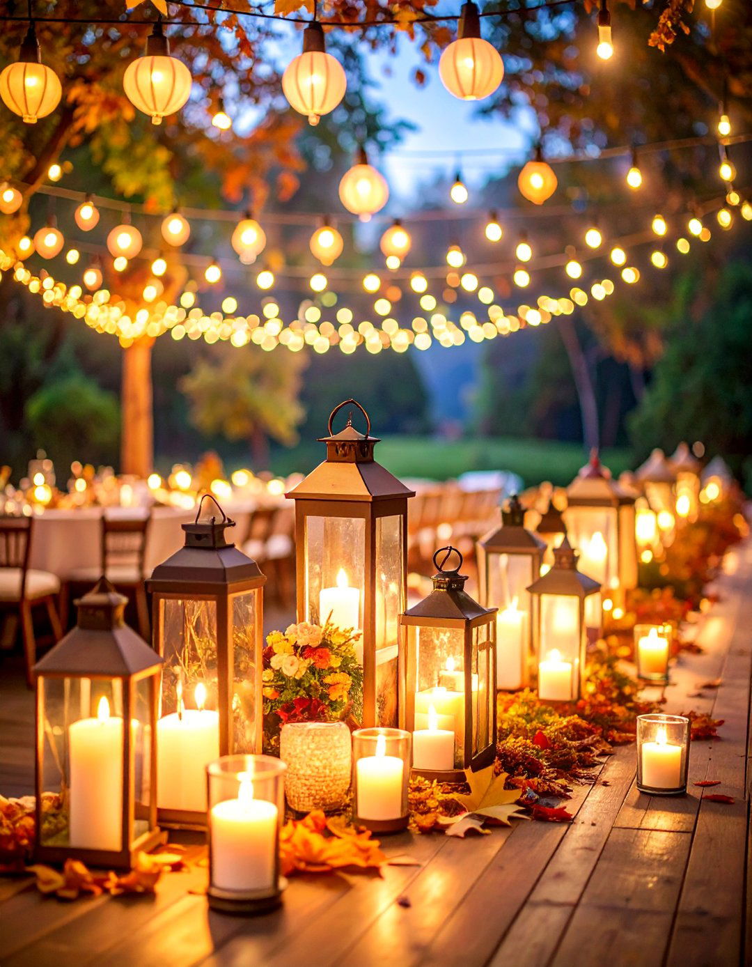 Lantern and String Light Romantic Wedding - 25 Fall Wedding Décor Ideas