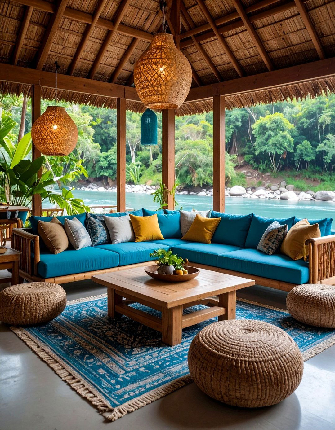 Laotian Living Room with Mekong River Natural Elements - 25 Asian Living Room Ideas