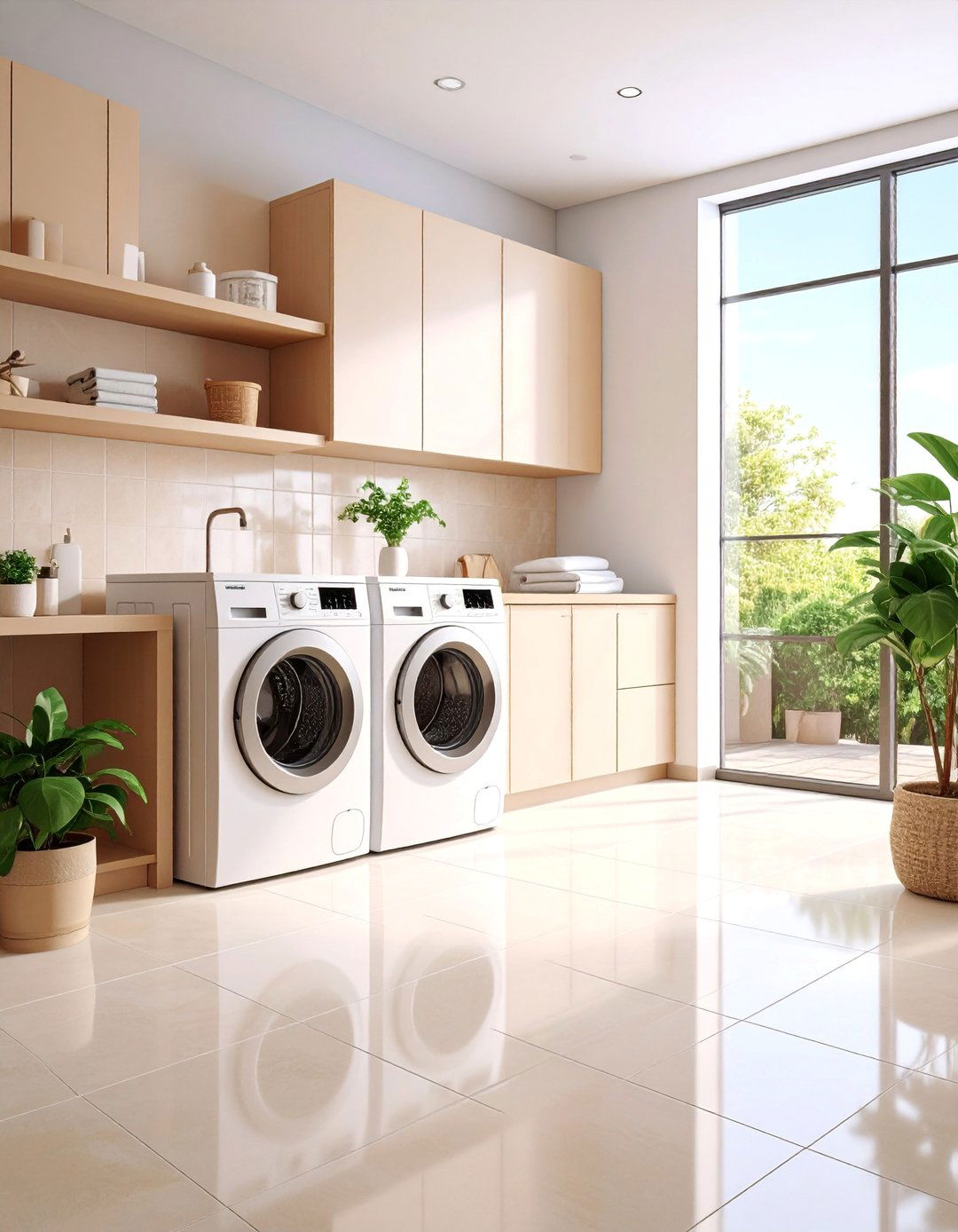 Large Format Ceramic Tiles - 25 Laundry Room Floor Ideas