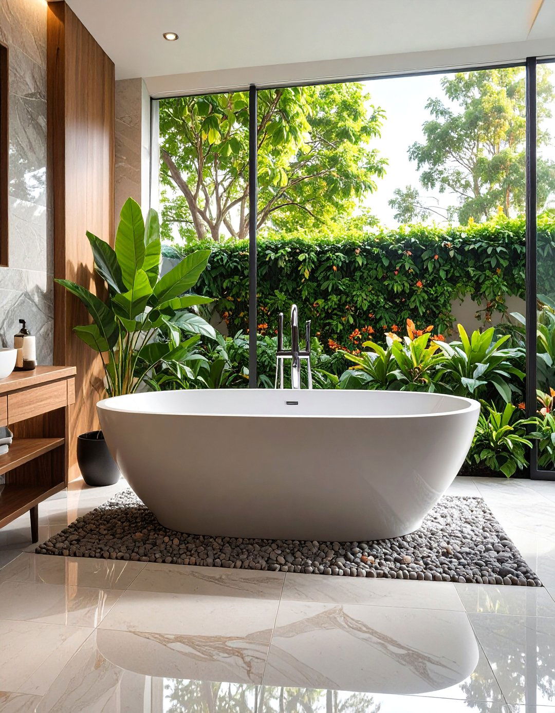 Large Format Granite Slab Surround - 25 Bathtub Surround Ideas