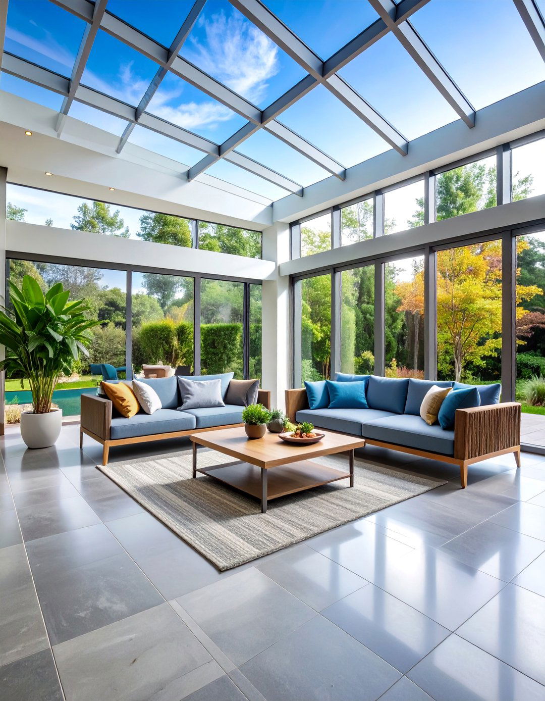 Large Format Gray Porcelain Tiles - 25 Sunroom Tile Floor Ideas