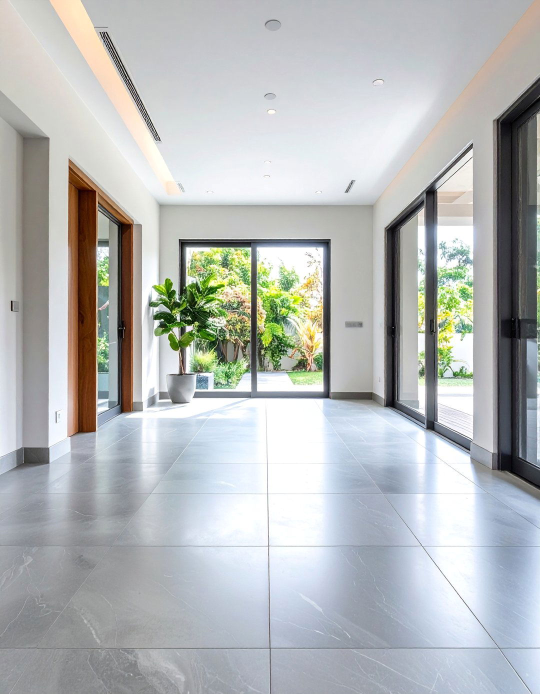 Large Format Gray Porcelain with Subtle Veining - 25 Small Entryway Tile Floor Ideas