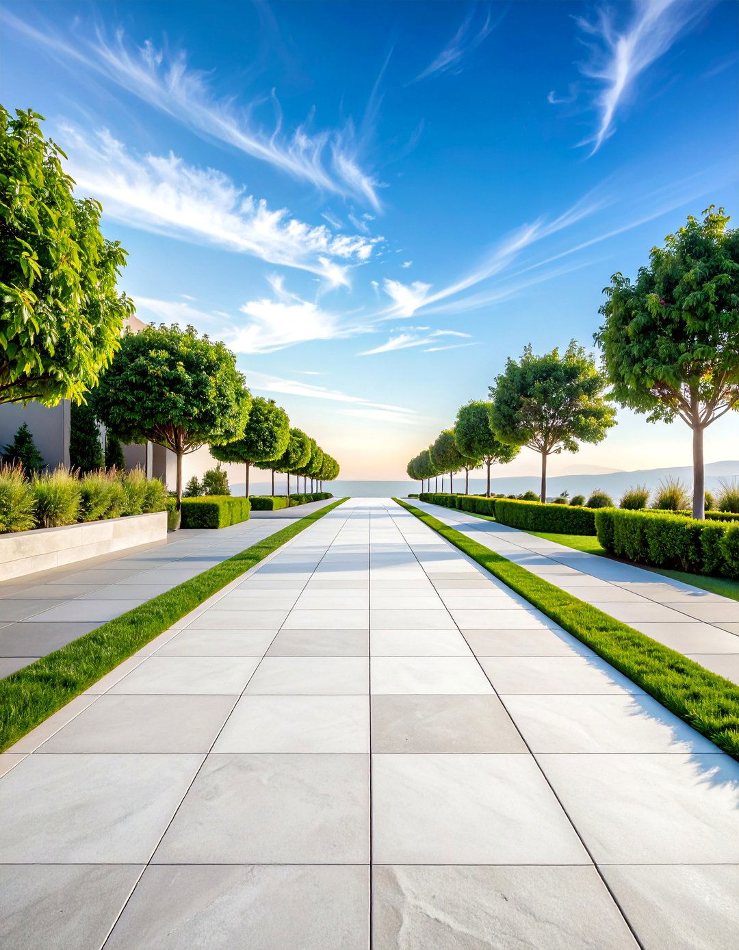 Large Format Porcelain Paver Modern Path - 25 Stone Walkway Ideas
