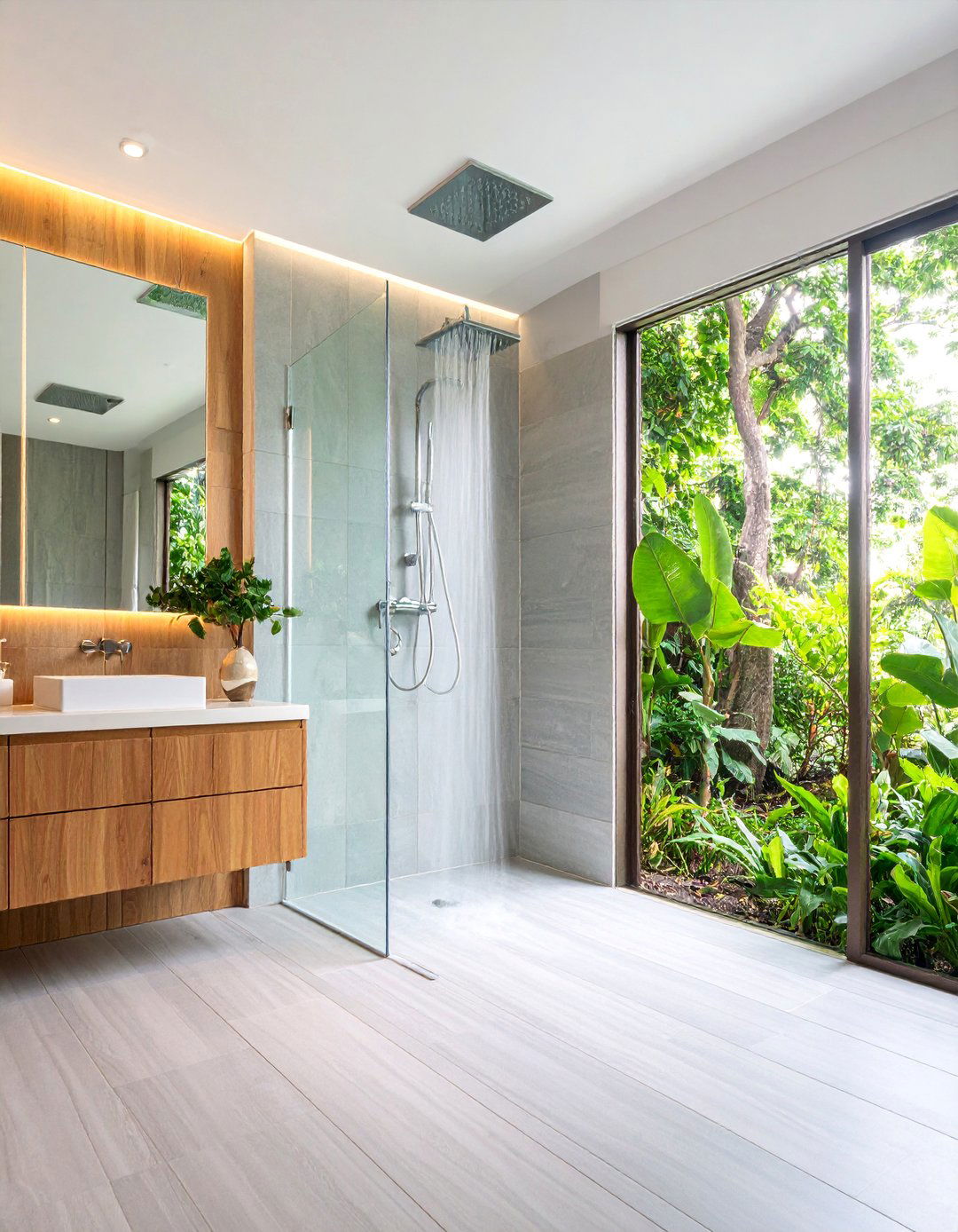 Large Format Porcelain Planks - 25 Walk-in Shower Tile Ideas