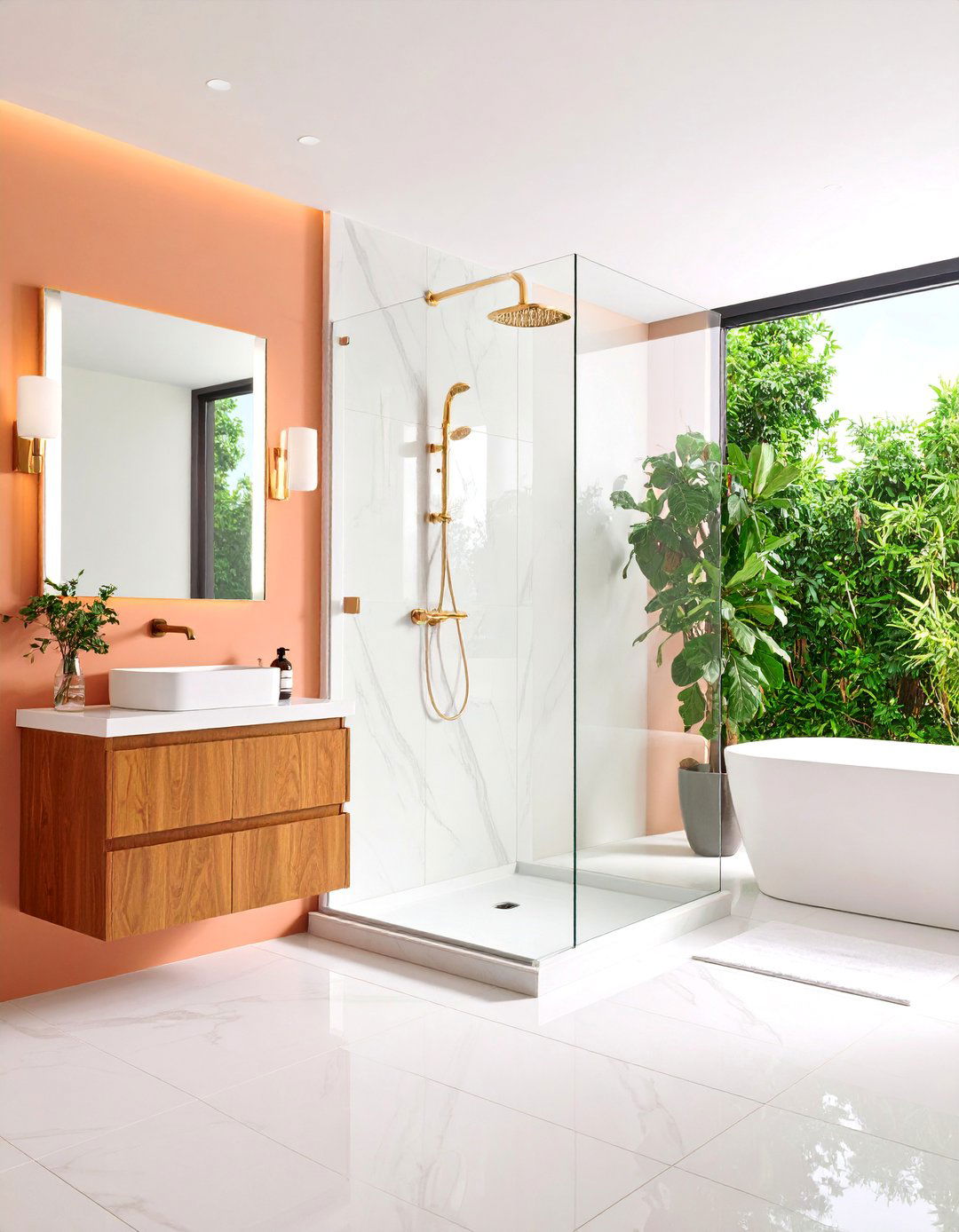 Large Format Porcelain Seamless Shower Surround - 25 Shower Surround Ideas