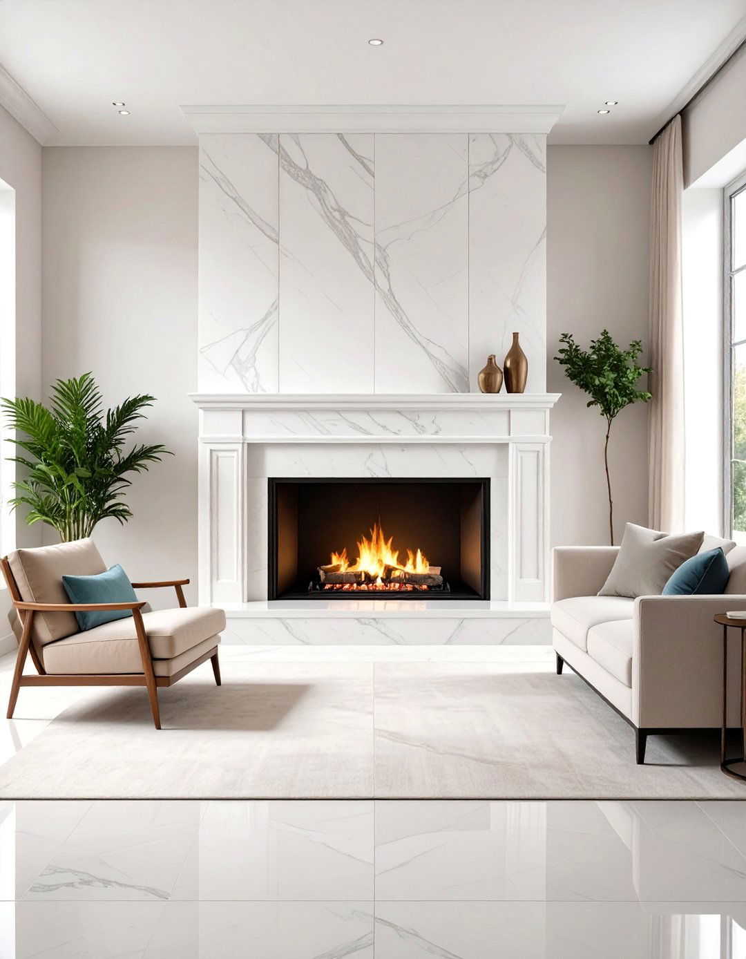 Large Format Porcelain Slabs - 25 Fireplace Tile Ideas