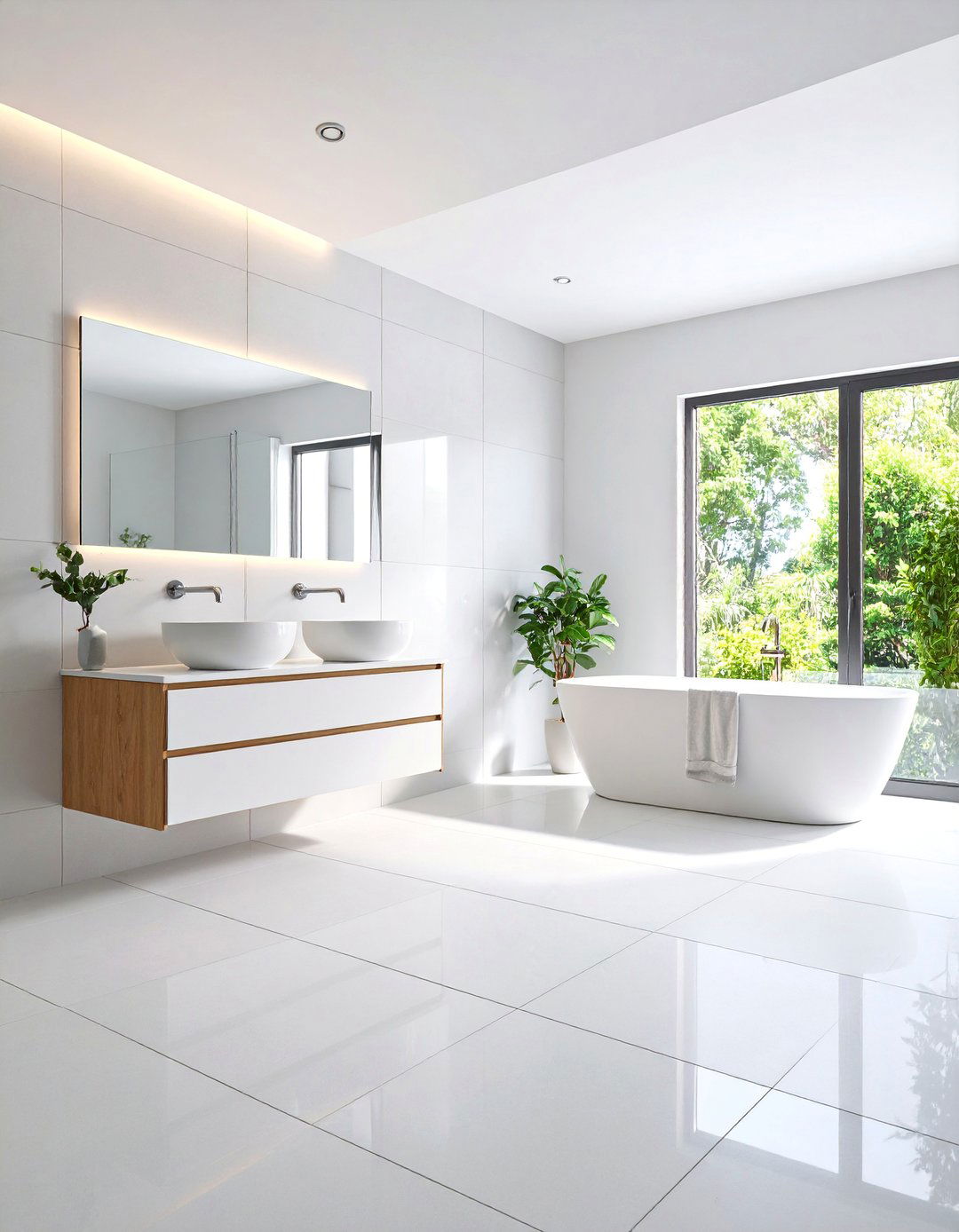 Large Format Porcelain Tile Minimalism - 25 Small Bathroom Flooring Ideas