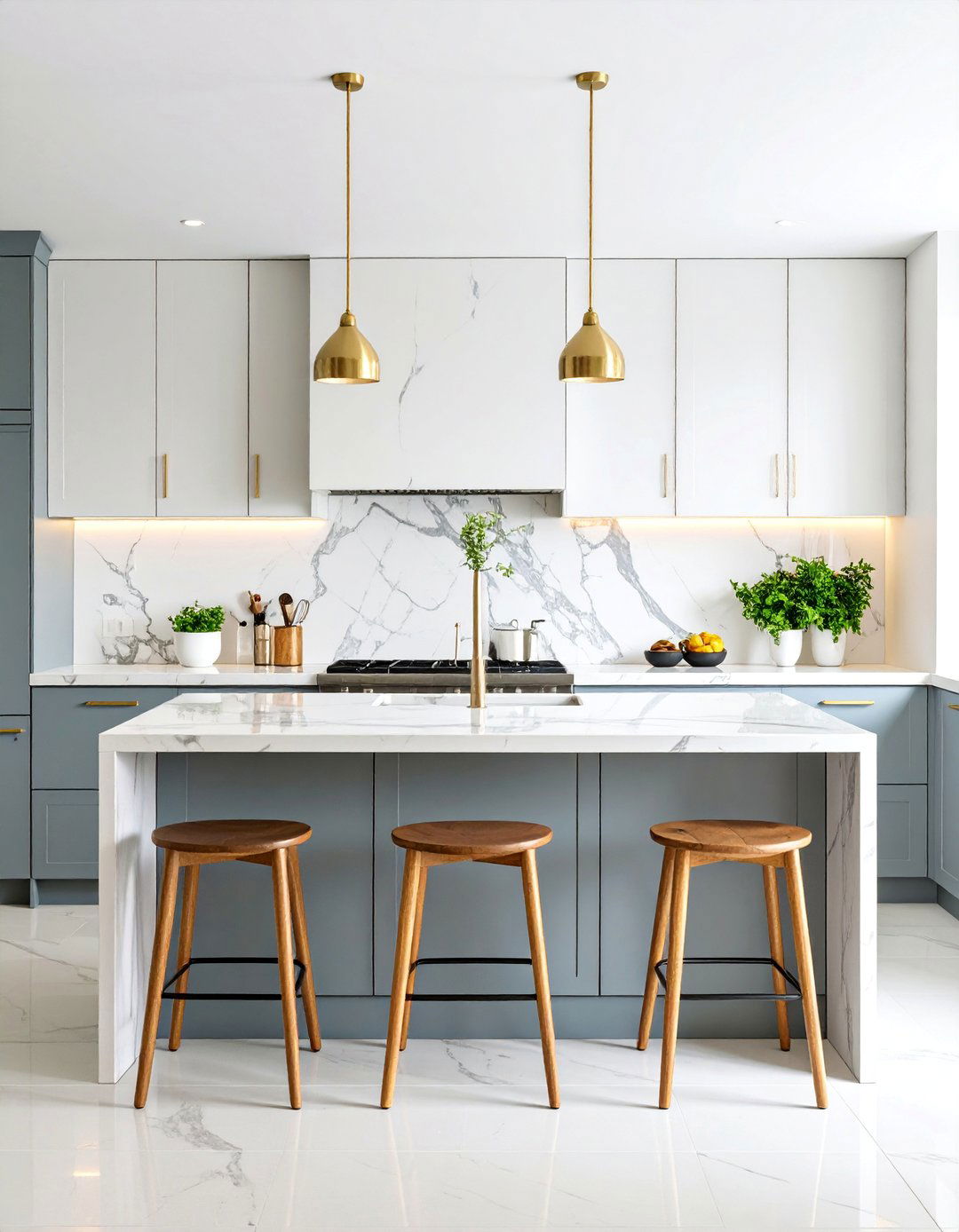 Large Format Quartzite Slab - 25 Kitchen Backsplash Ideas