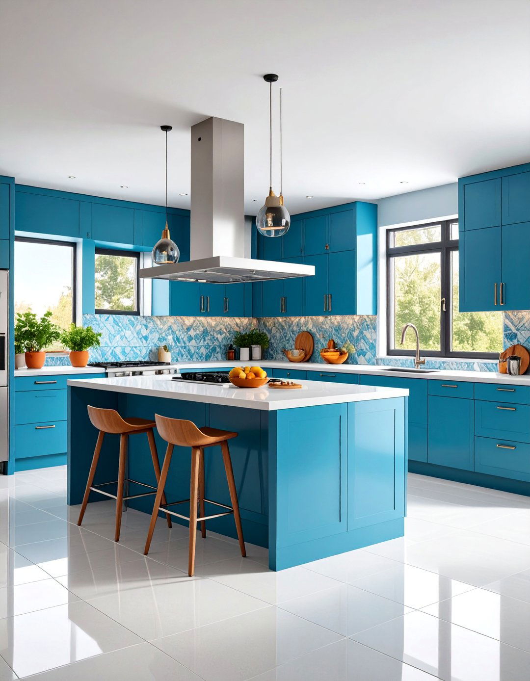 Large Format Tile Kitchen with Seamless Surfaces - 25 Kitchen Design Ideas