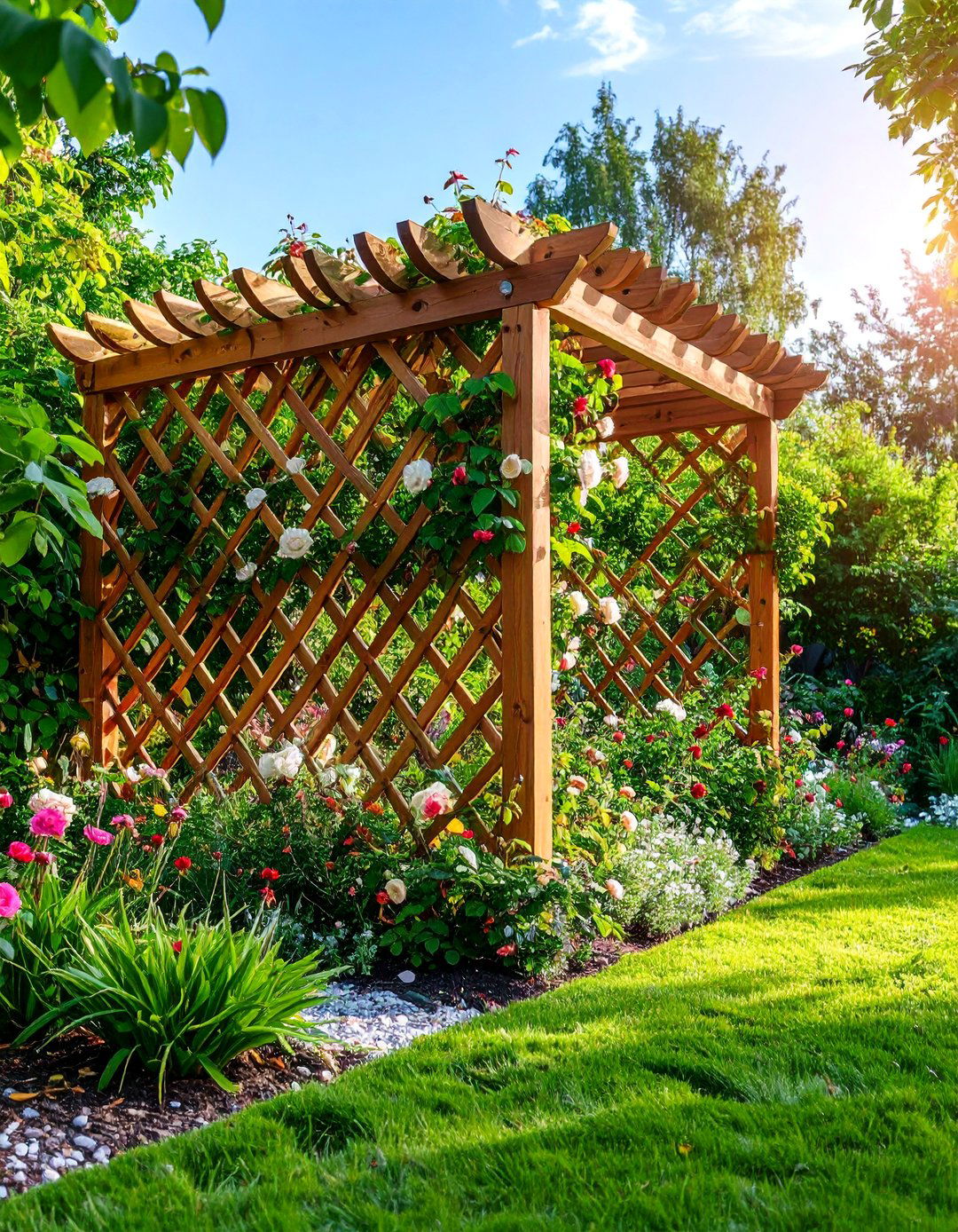 Lattice Panel Garden Divider - 25 Small Garden Fence Ideas