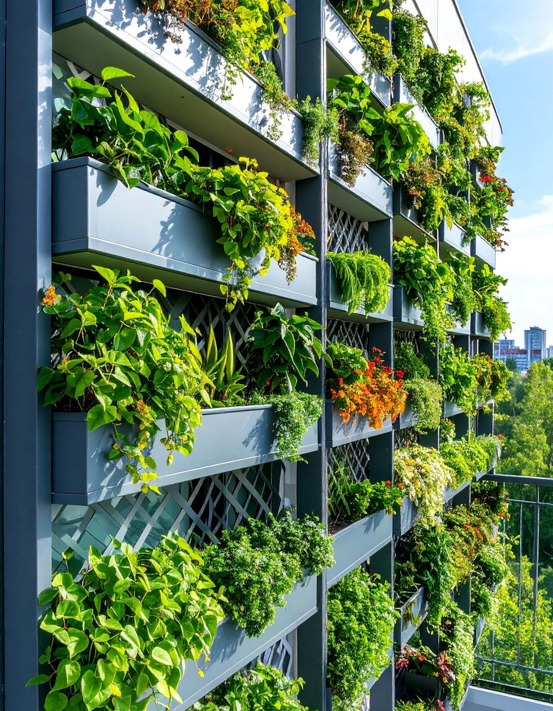 Lattice Panel System with Integrated Climbing Plant Support - 25 Balcony Shade Ideas