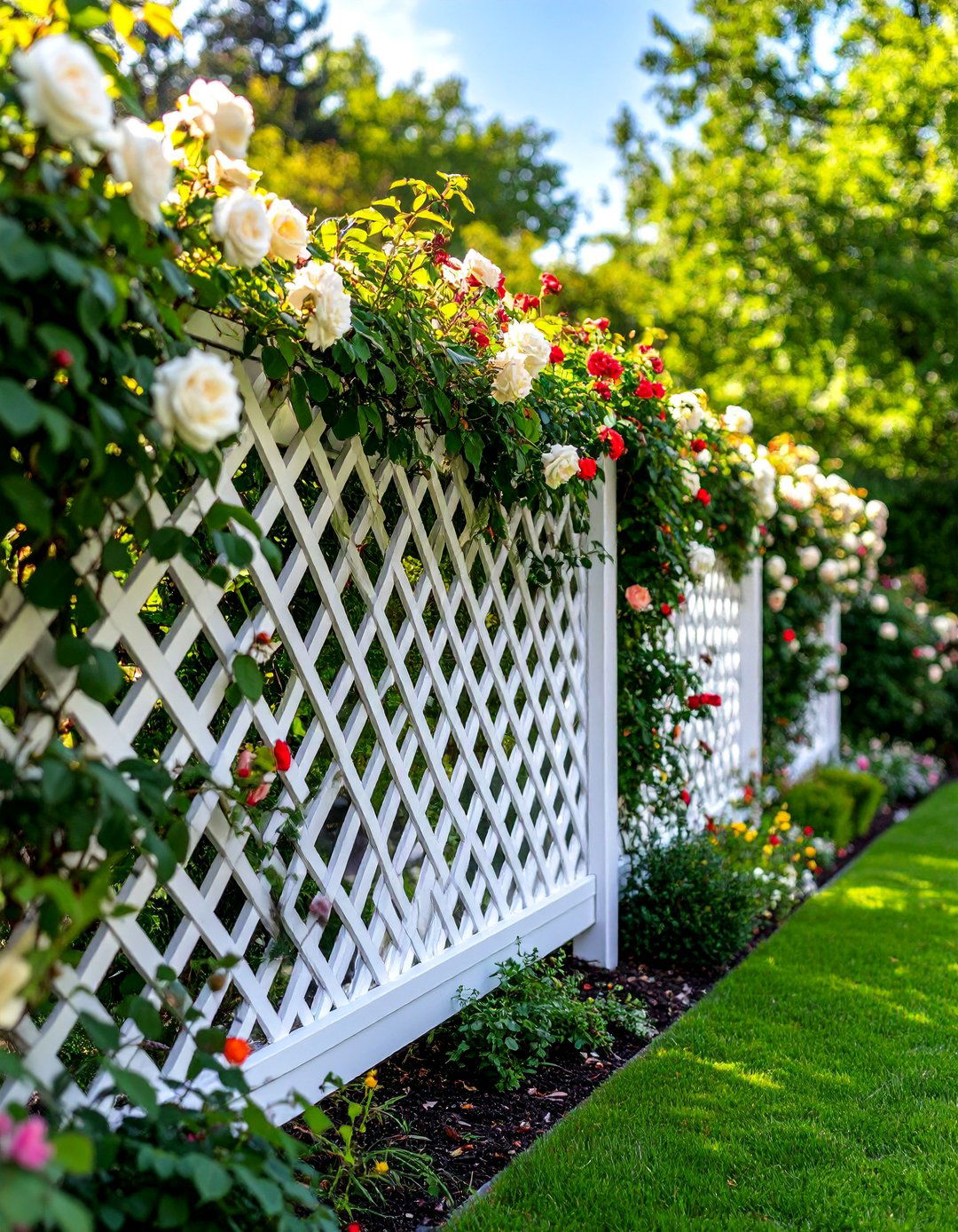 Lattice Trellis Privacy Fence - 25 Backyard Fence Ideas