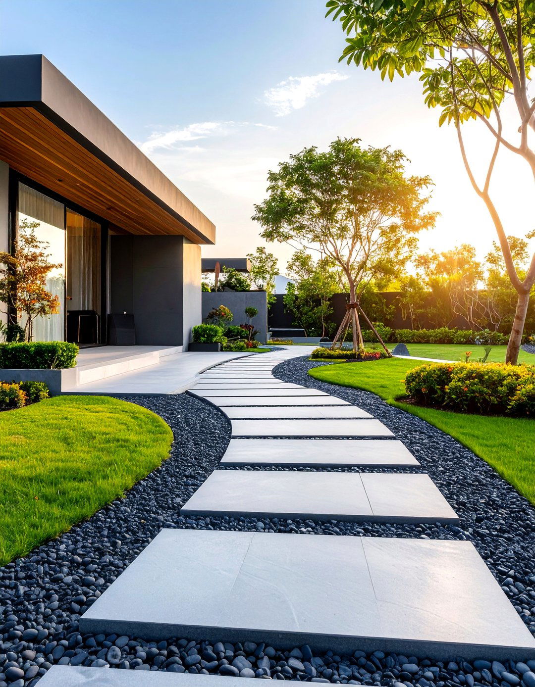 Lava Rock Contemporary Design - 25 Rock Walkway Ideas