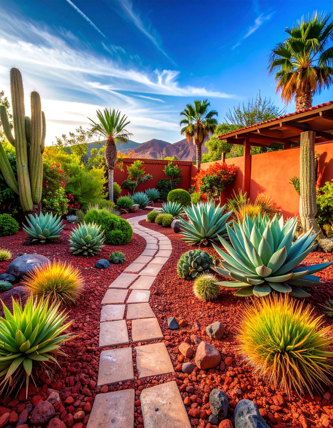 Lava Rock Mulch Garden with Drought Plants - 25 Rock Landscaping Ideas
