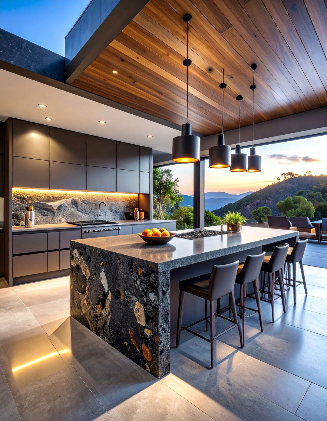 Lava Stone Volcanic Rock Surface - 25 Outdoor Kitchen Countertop Ideas