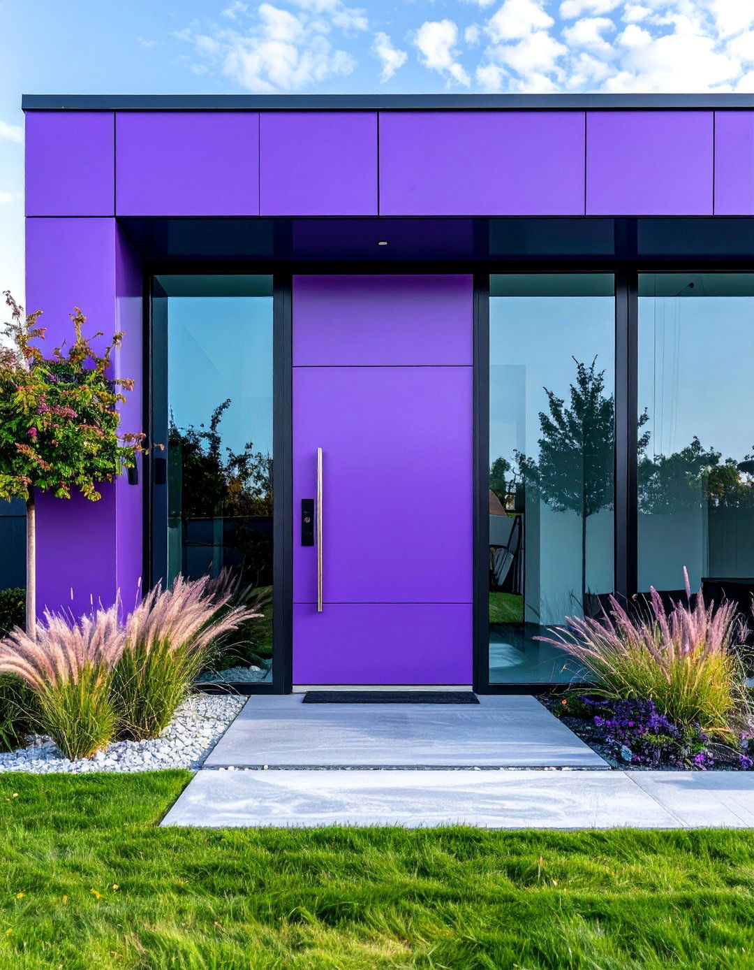 Lavender Door with Contemporary Glass Panels - 25 Lavender Front Door Ideas