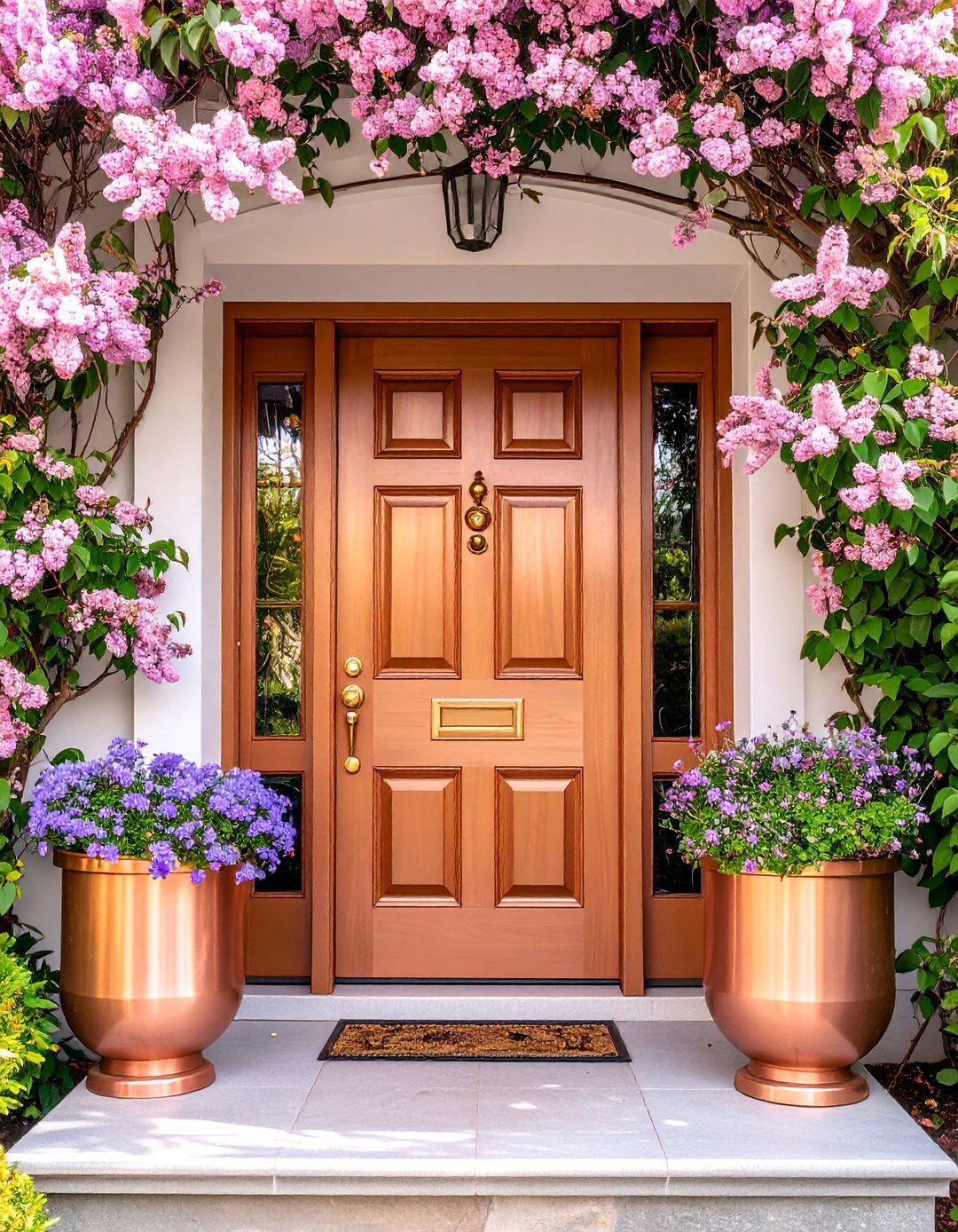 Lavender Door with Copper Accents and Patina - 25 Lavender Front Door Ideas