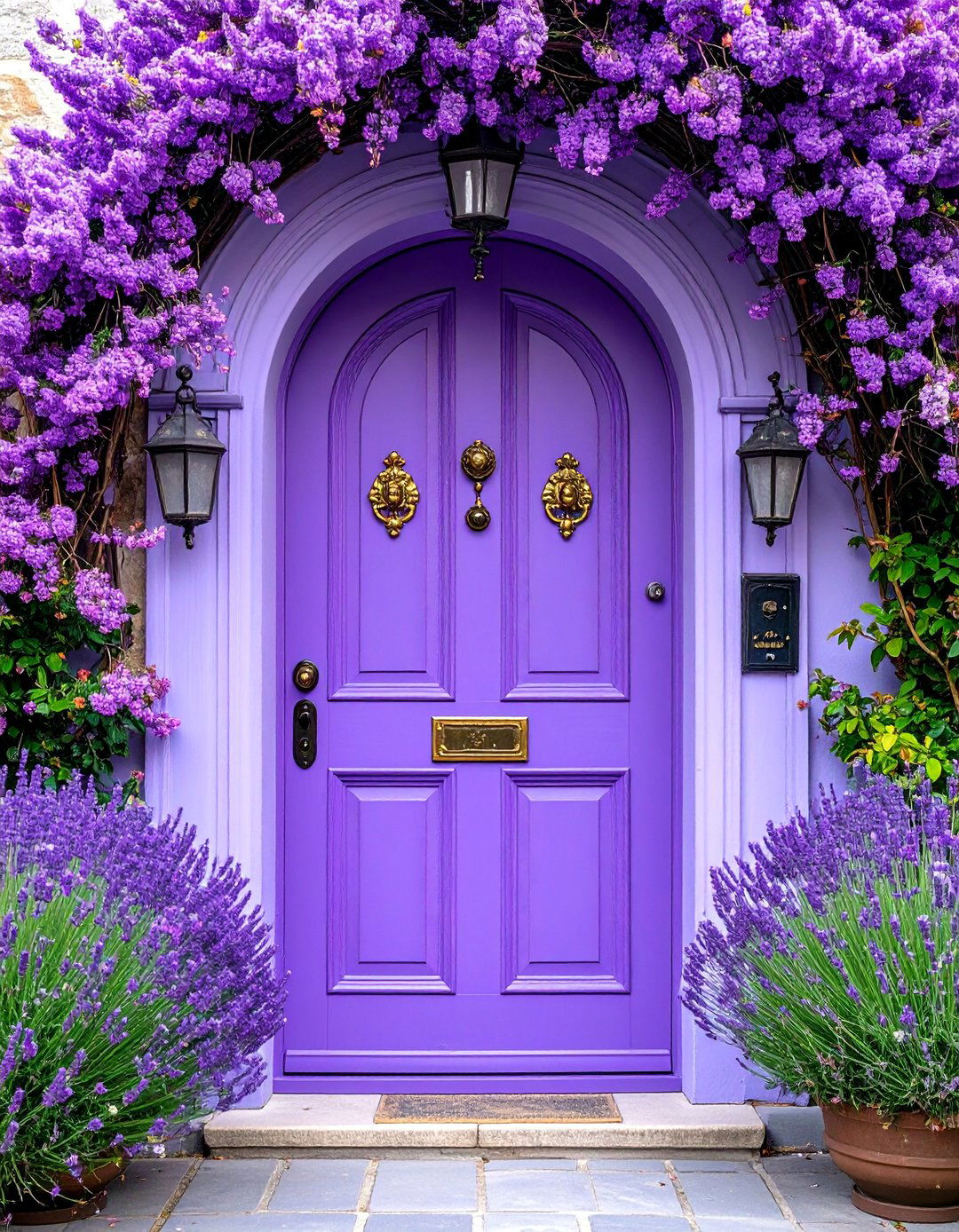 Lavender Door with Vintage Hardware Collection - 25 Lavender Front Door Ideas