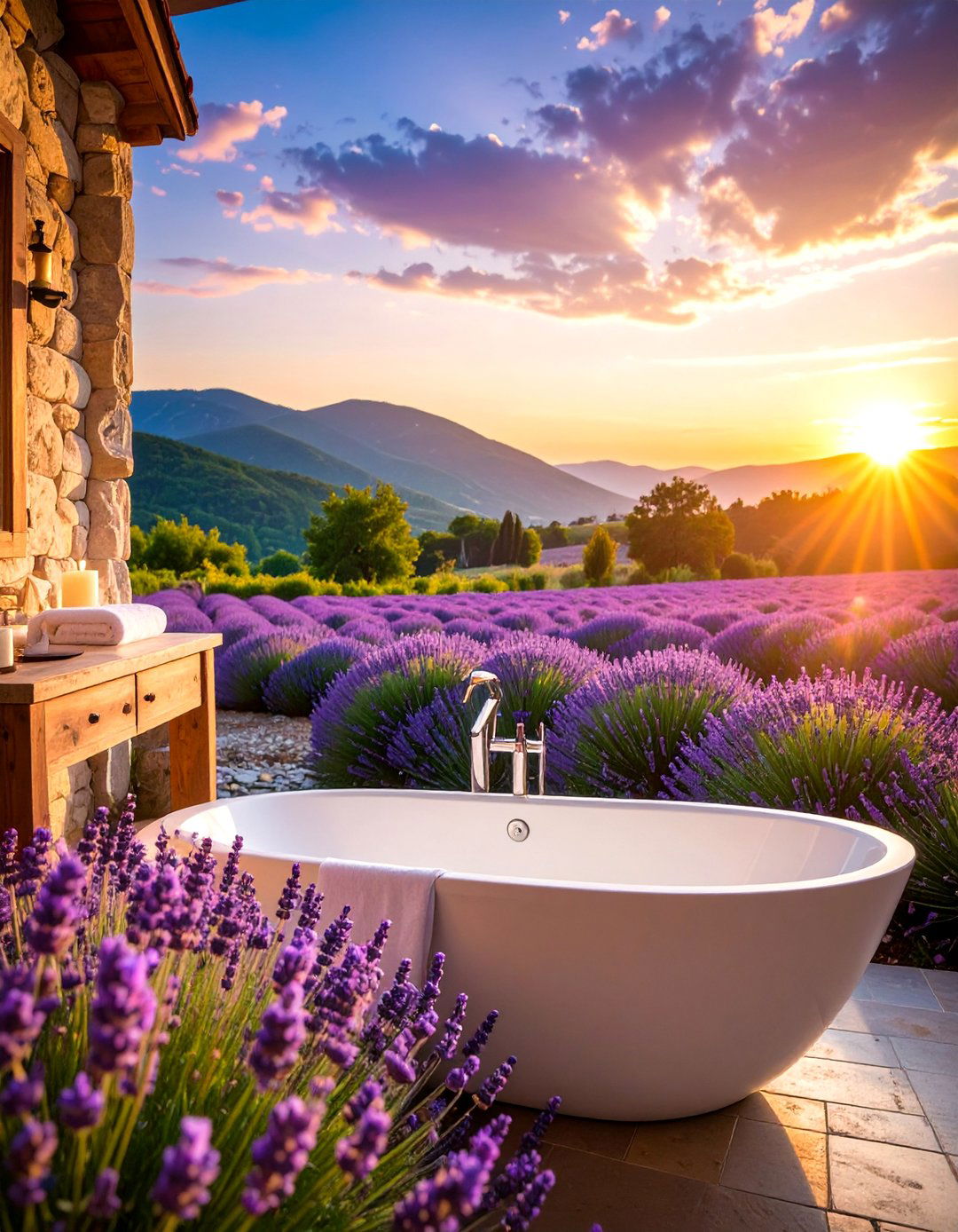Lavender Field Photography with Aromatherapy Themes - 25 Bathroom Art Ideas