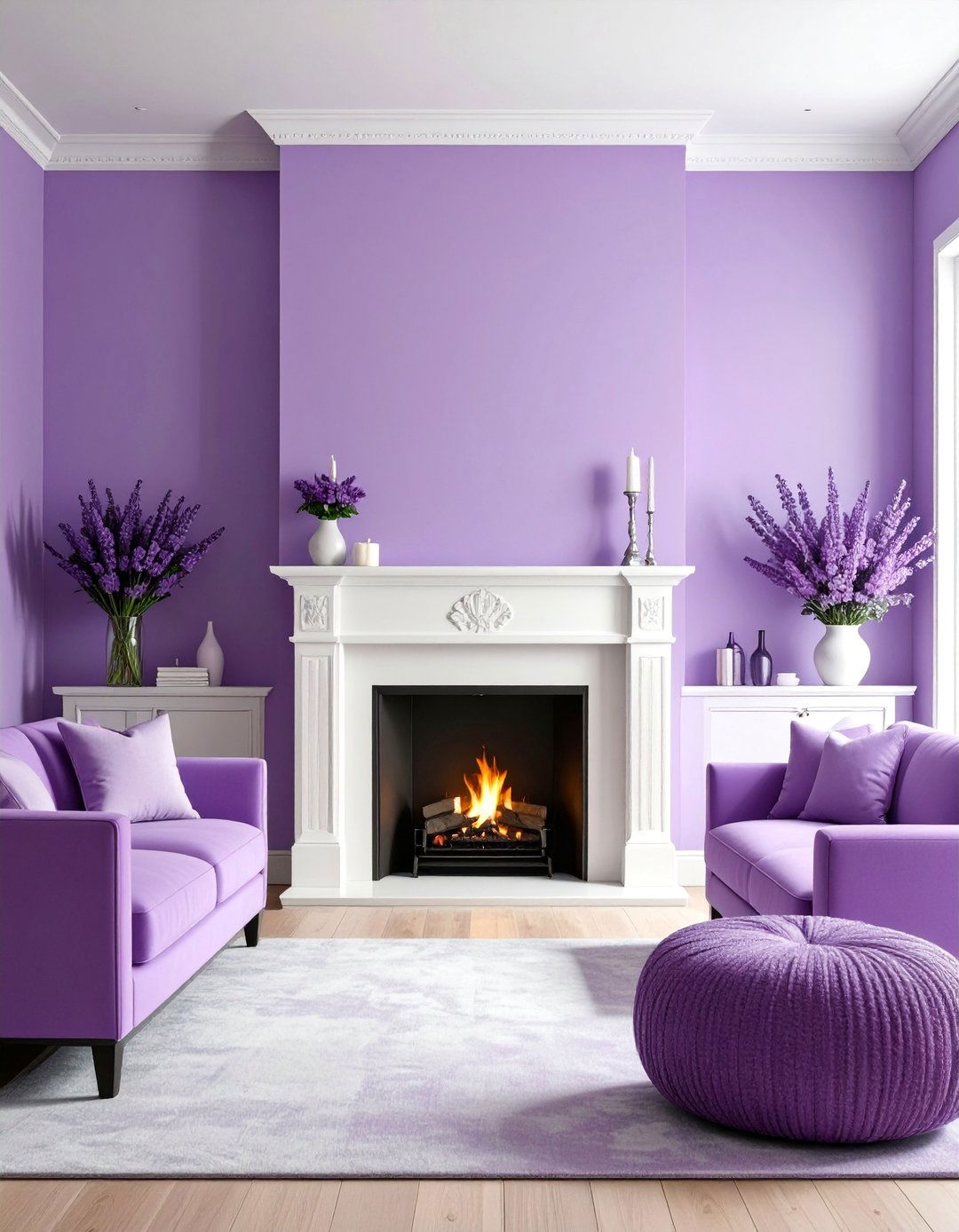 Lavender Fireplace with Calming Elegance - 25 Fireplace Paint Ideas
