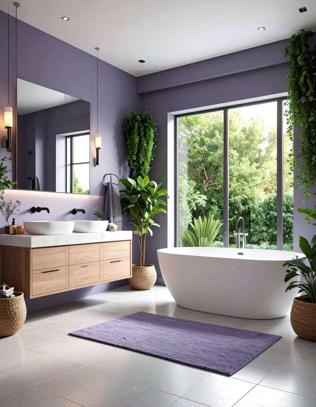 Lavender Gray Bathroom with Modern Mexican Elegance - 25 Mexican Interior Paint Colors