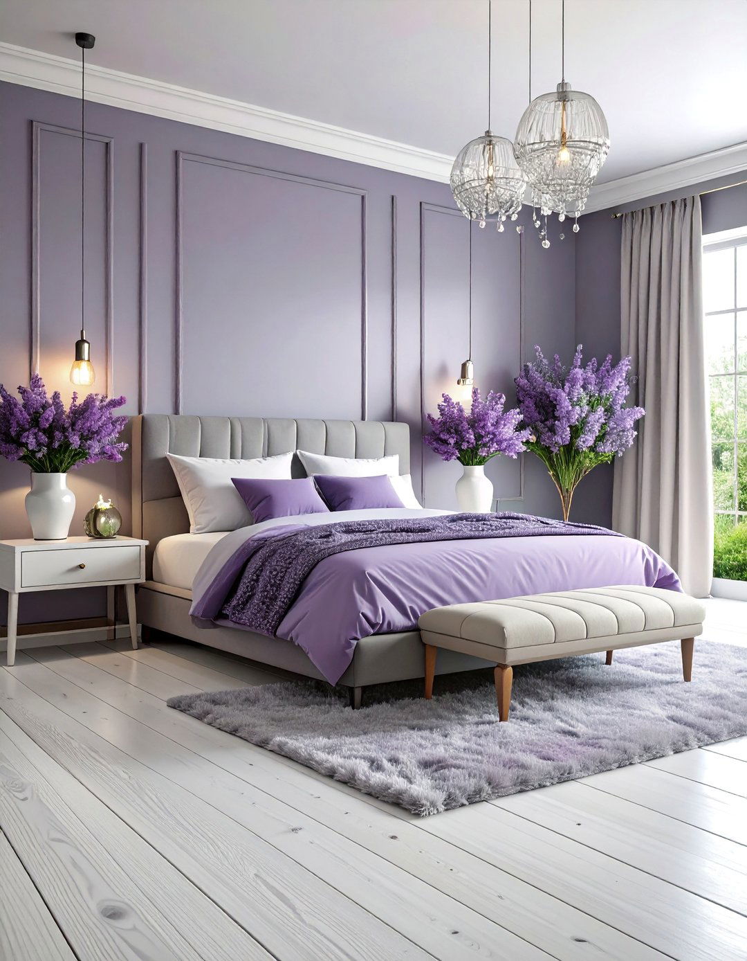 Lavender Gray Walls with White Washed Pine Floors - 25 Floor and Wall Color Ideas